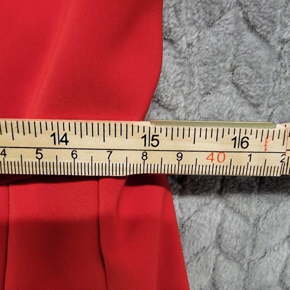 DKNYC Maraschino Red Cap Sleeve Stretch Sheath Pleated Dress Size 8 - Picture 5 of 12